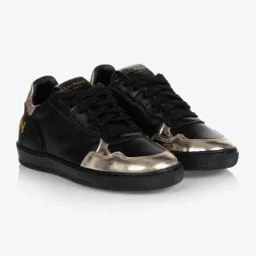 Black & Gold Leather Trainers