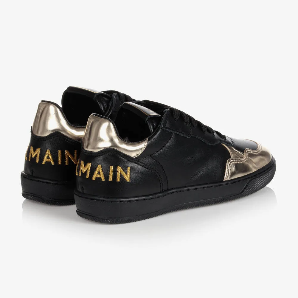 Black & Gold Leather Trainers