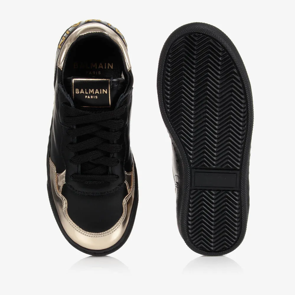 Black & Gold Leather Trainers