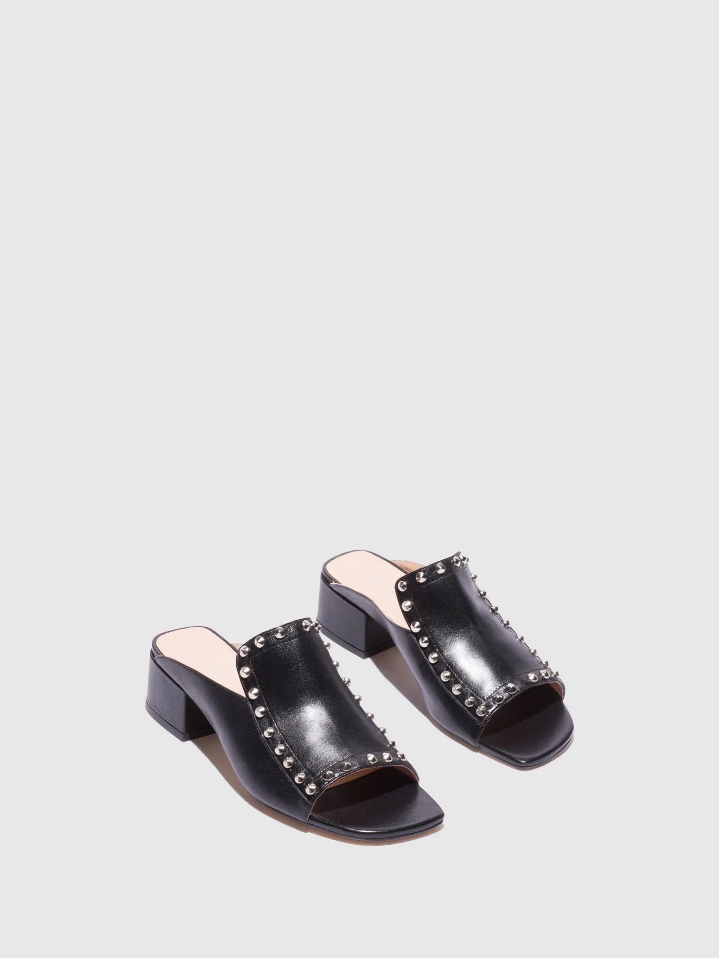 Black Appliqués Mules