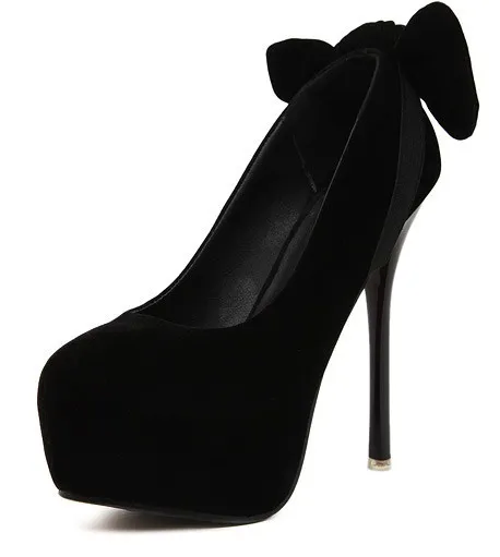 Black Bow Platforms Stiletto Shoes