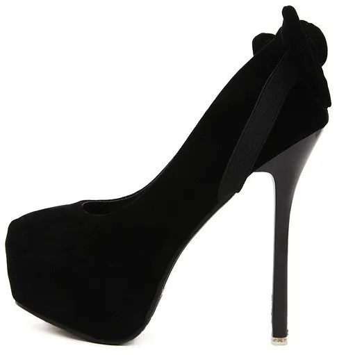 Black Bow Platforms Stiletto Shoes