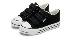 Black Canvas Velcro Platforms Loafers Flats Casual Sneakers