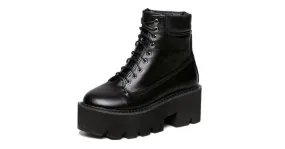 Black Chunky Platform Boots Lace Up