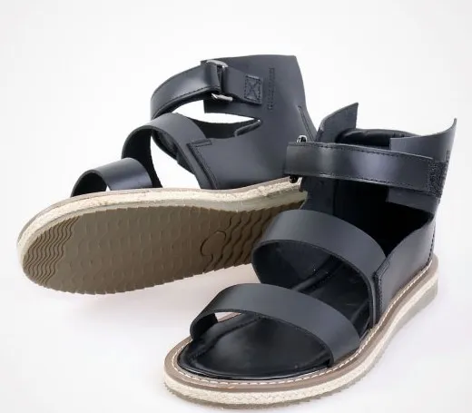 Men's Black Leather Gladiator Sandals