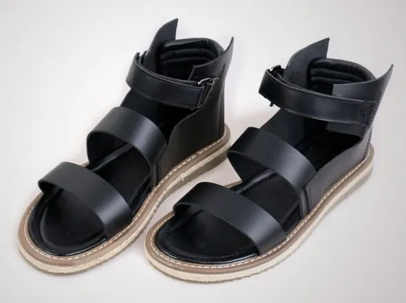 Men's Black Leather Gladiator Sandals