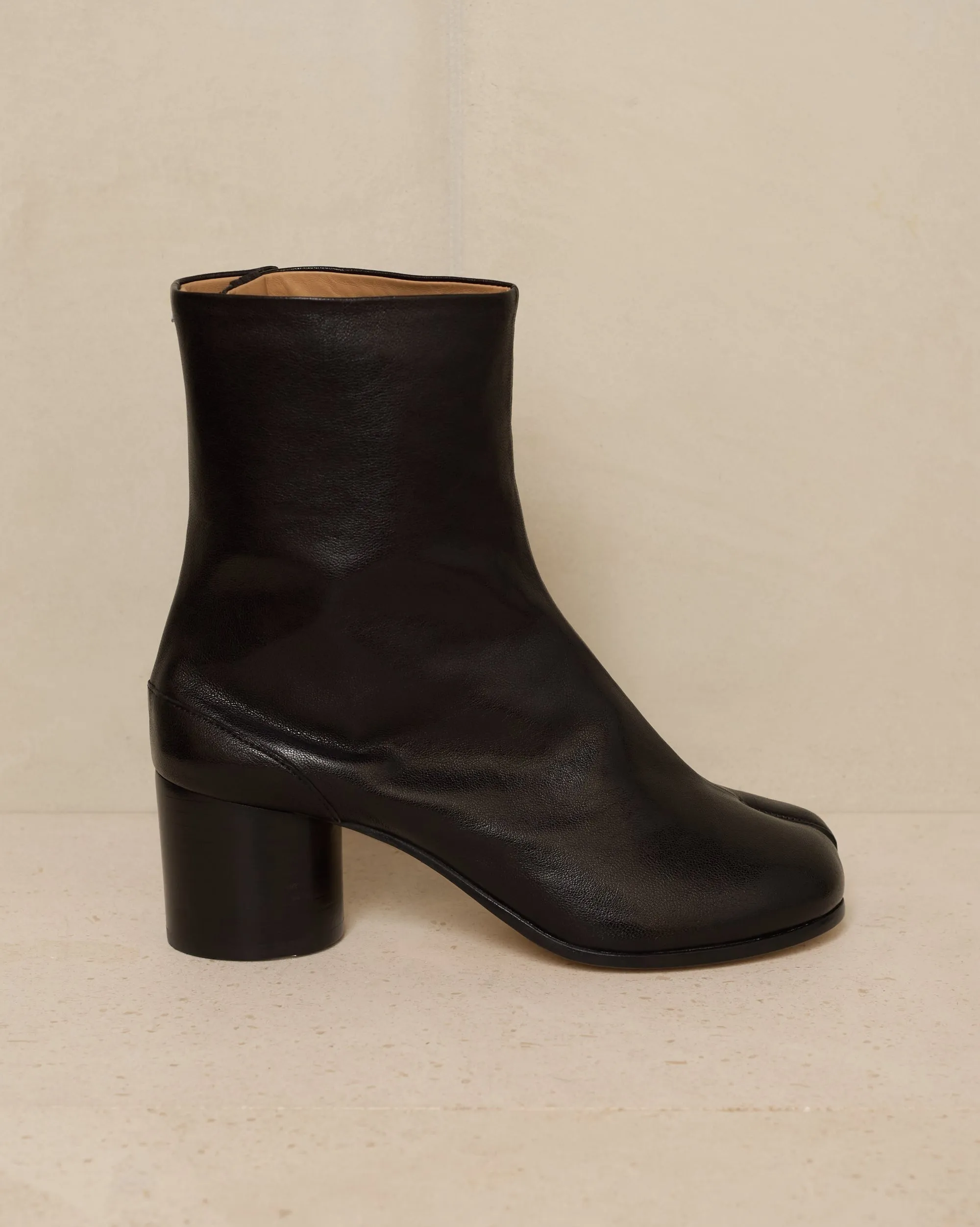 Black Leather Tabi Boots