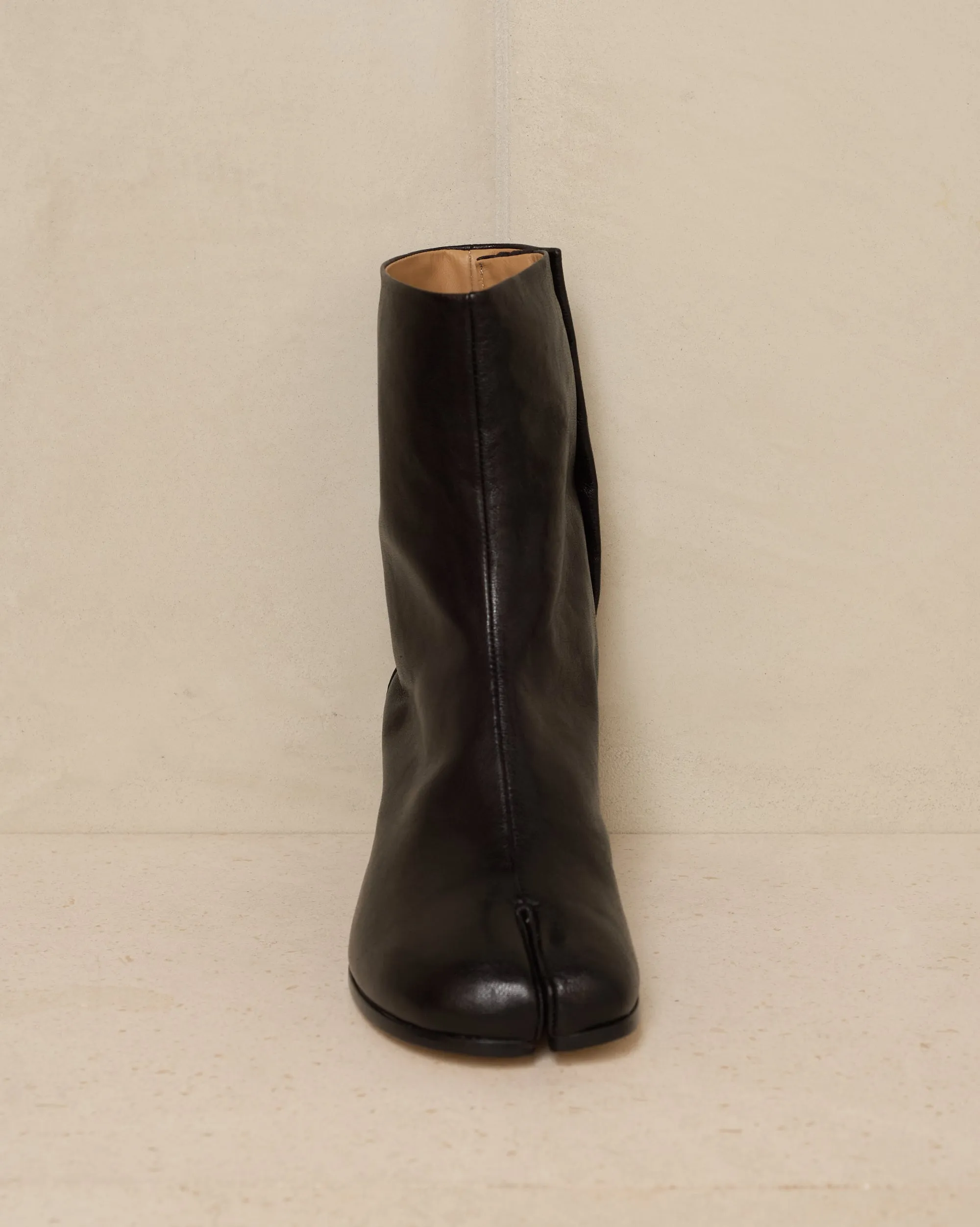 Black Leather Tabi Boots