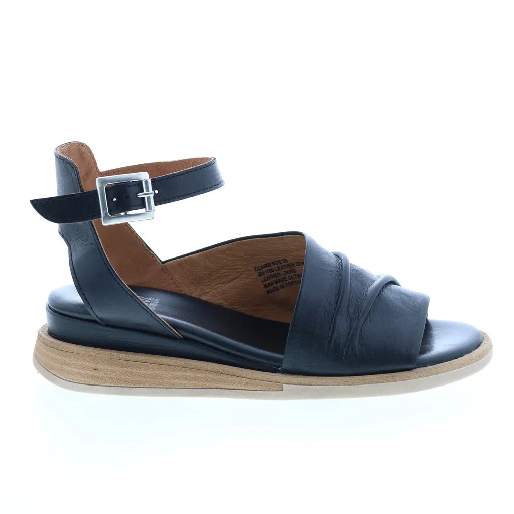 Black Leather Wedge Sandals for Women by Miz Mooz