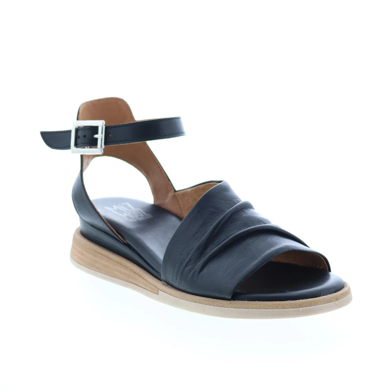 Black Leather Wedge Sandals for Women by Miz Mooz