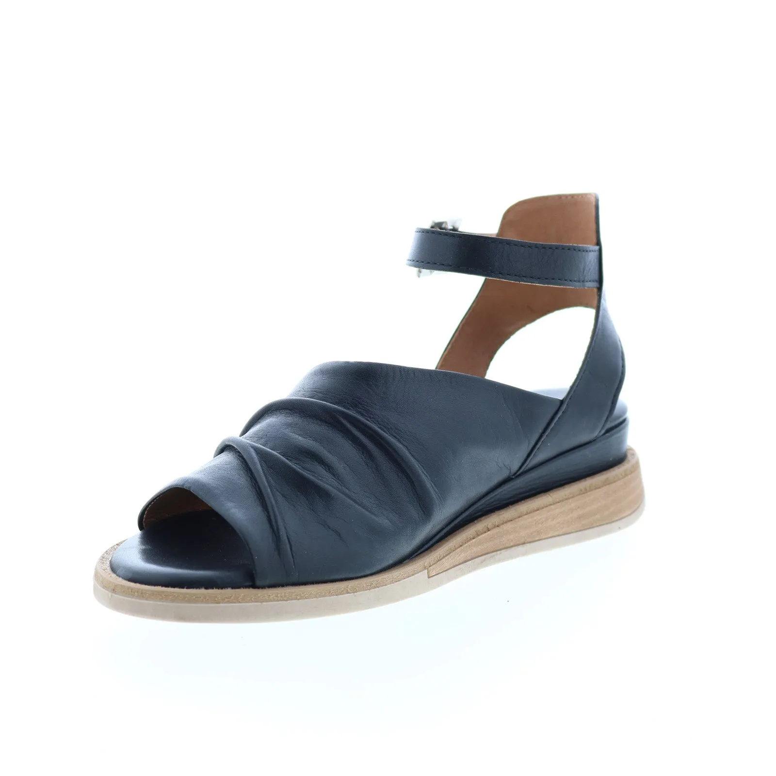 Black Leather Wedge Sandals for Women by Miz Mooz