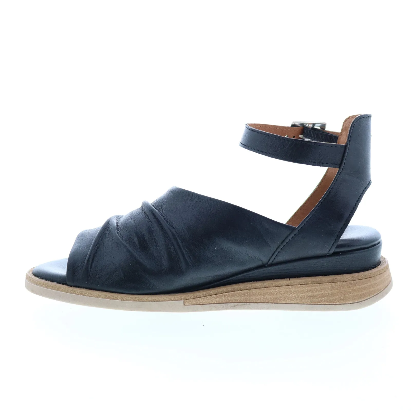 Black Leather Wedge Sandals for Women by Miz Mooz