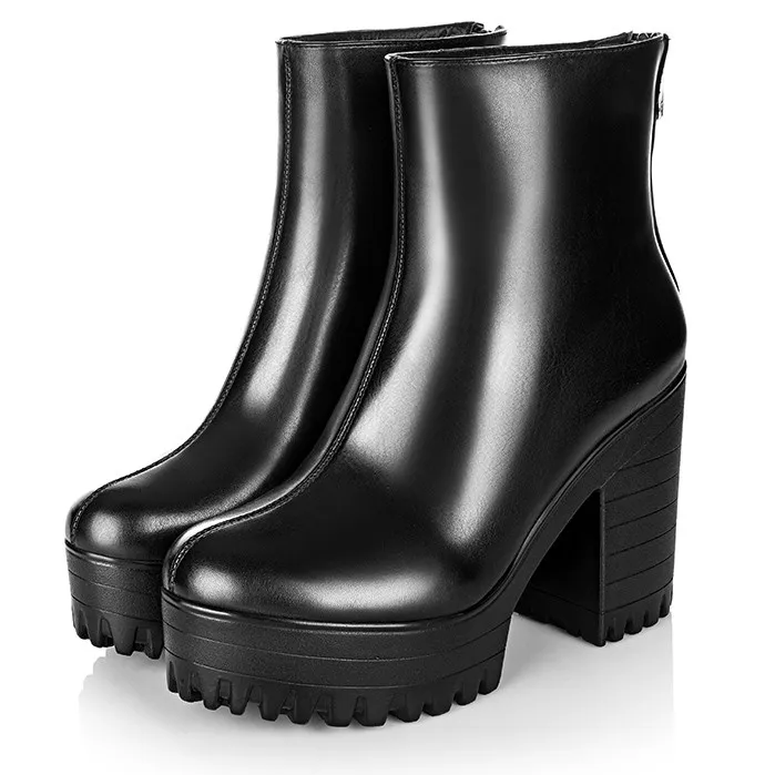 Black Military Cleated Ankle Platforms