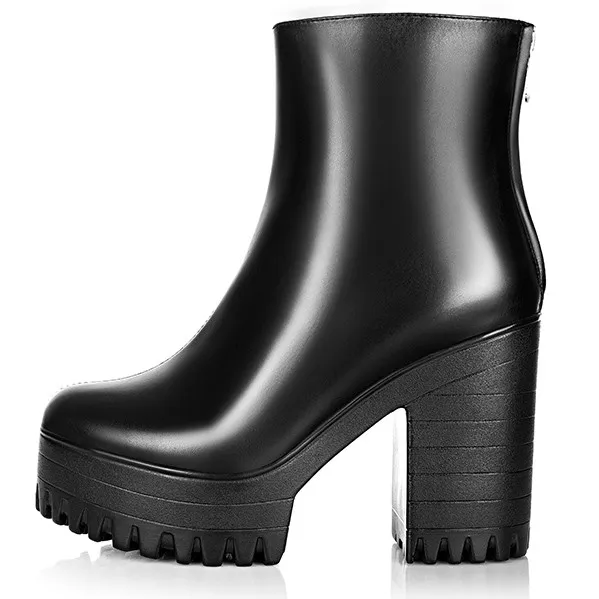 Black Military Cleated Ankle Platforms