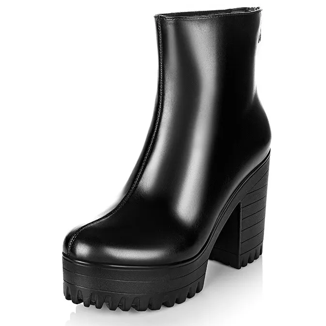 Black Military Cleated Ankle Platforms