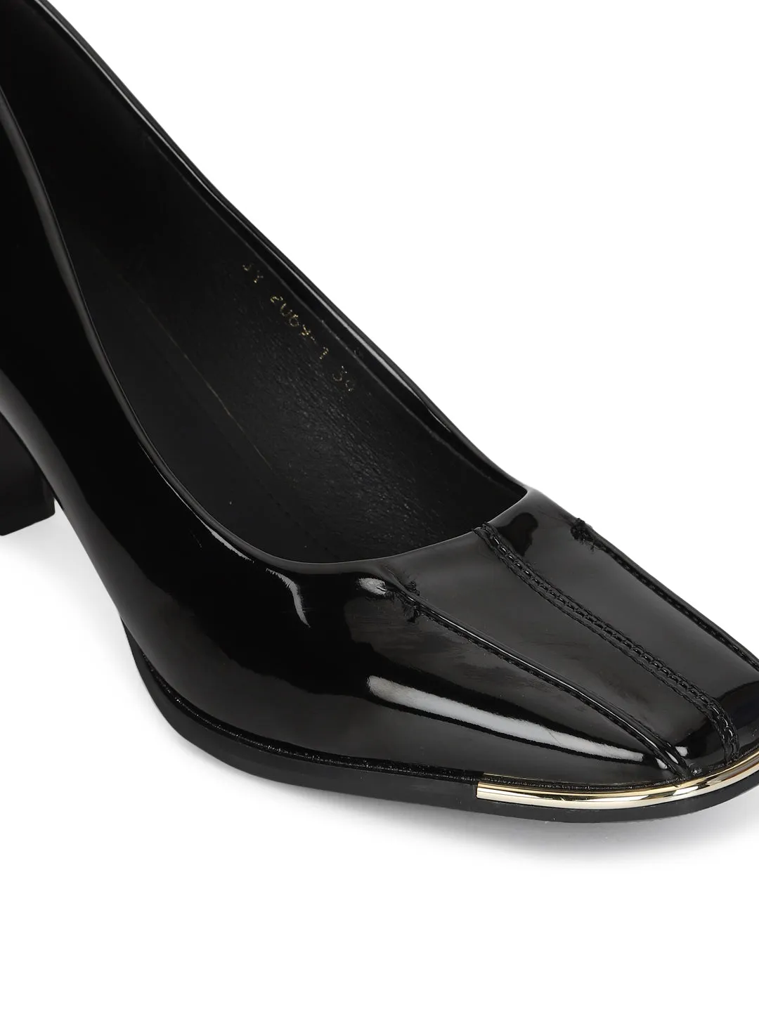 Black Patent Block Heel Pumps (TC-RS2069-BLK)