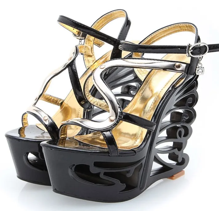 Black Butterfly Platforms Sandals