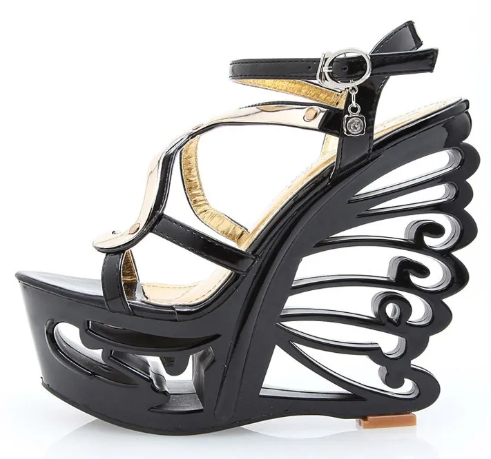 Black Butterfly Platforms Sandals