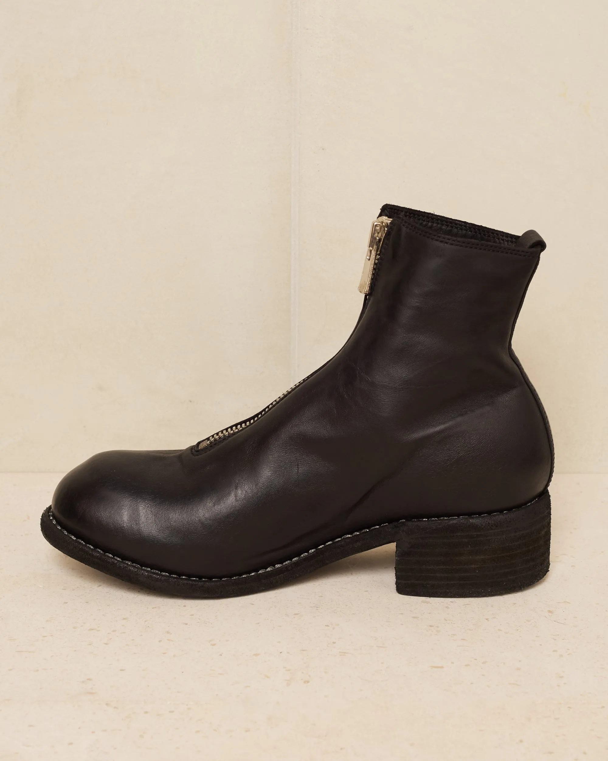 Black PL1 Front Zip Boots