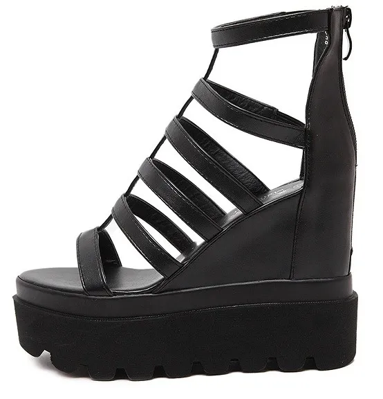 Black Punk Rock Gladiator Wedges