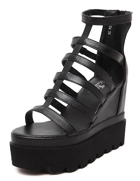 Black Punk Rock Gladiator Wedges