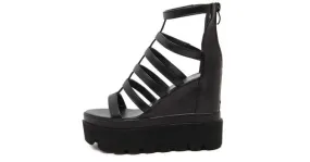 Black Punk Rock Gladiator Wedges