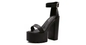 Black Strap Chunky Sole Platforms Sandals