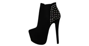 Black Studded High Heel Ankle Boots