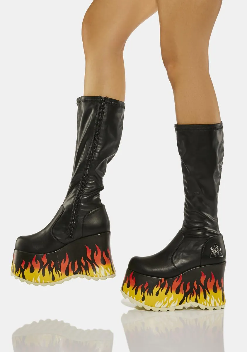 Black Zen Flame Boots-