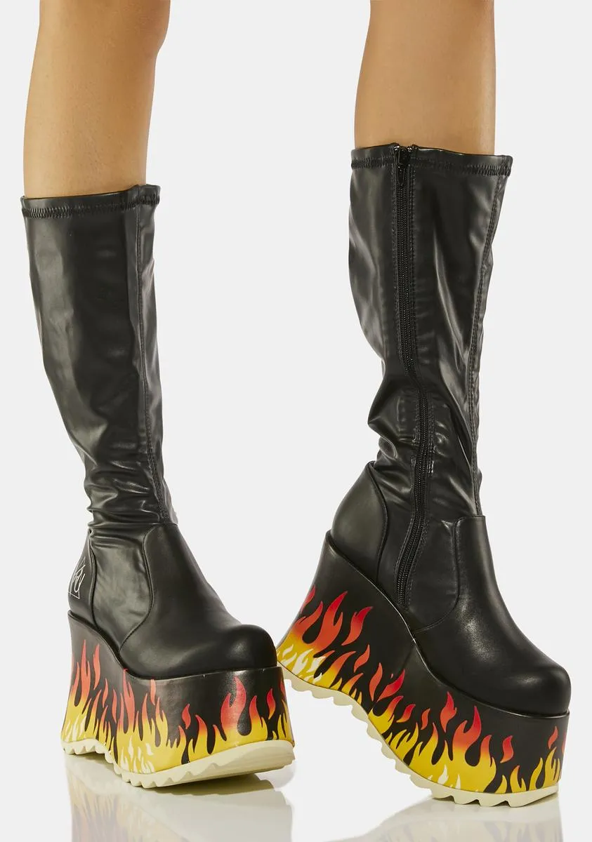 Black Zen Flame Boots-