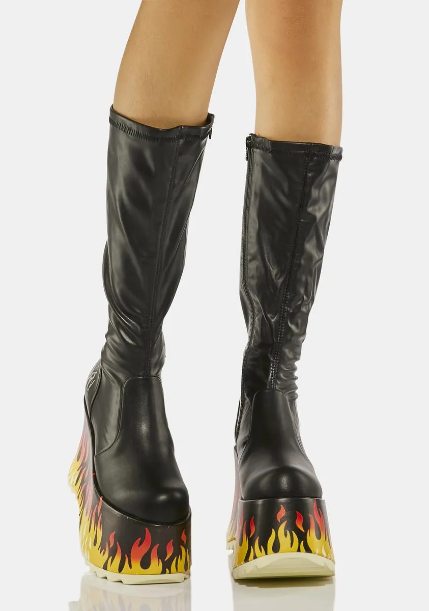 Black Zen Flame Boots-