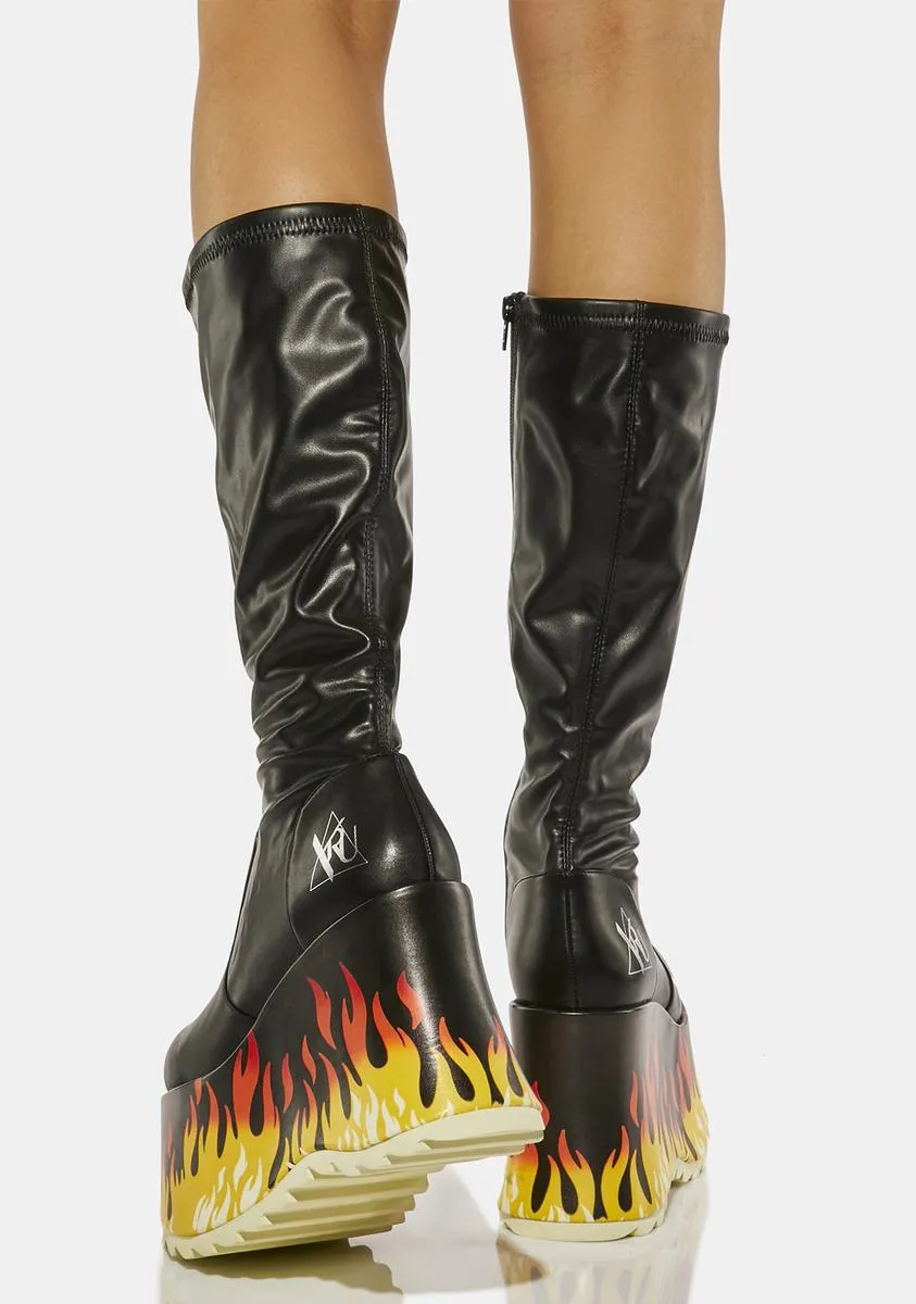 Black Zen Flame Boots-