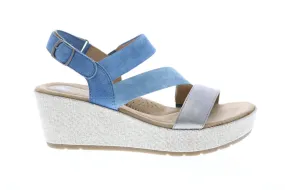 Blue Leather Wedge Heels for Women by Earth