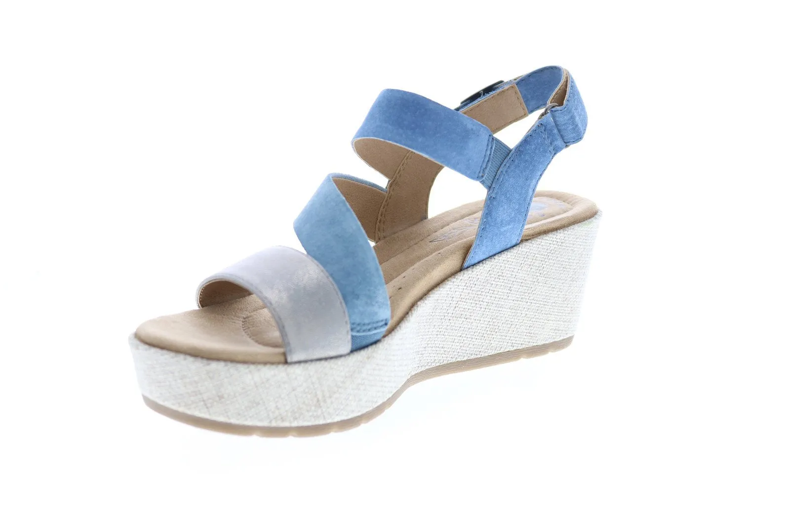 Blue Leather Wedge Heels for Women by Earth