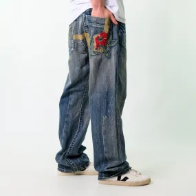 Blue y2ks Akademiks Denim Hip Hop Jeans Baggy Pants (36x32)