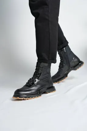 Bojoni Omaha Leather Black Boots Shoes