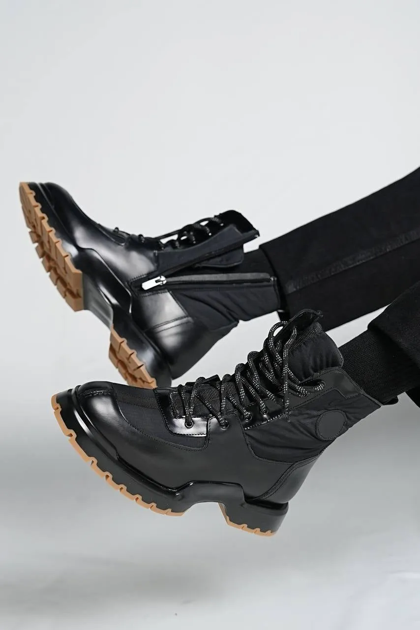 Bojoni Omaha Leather Black Boots Shoes