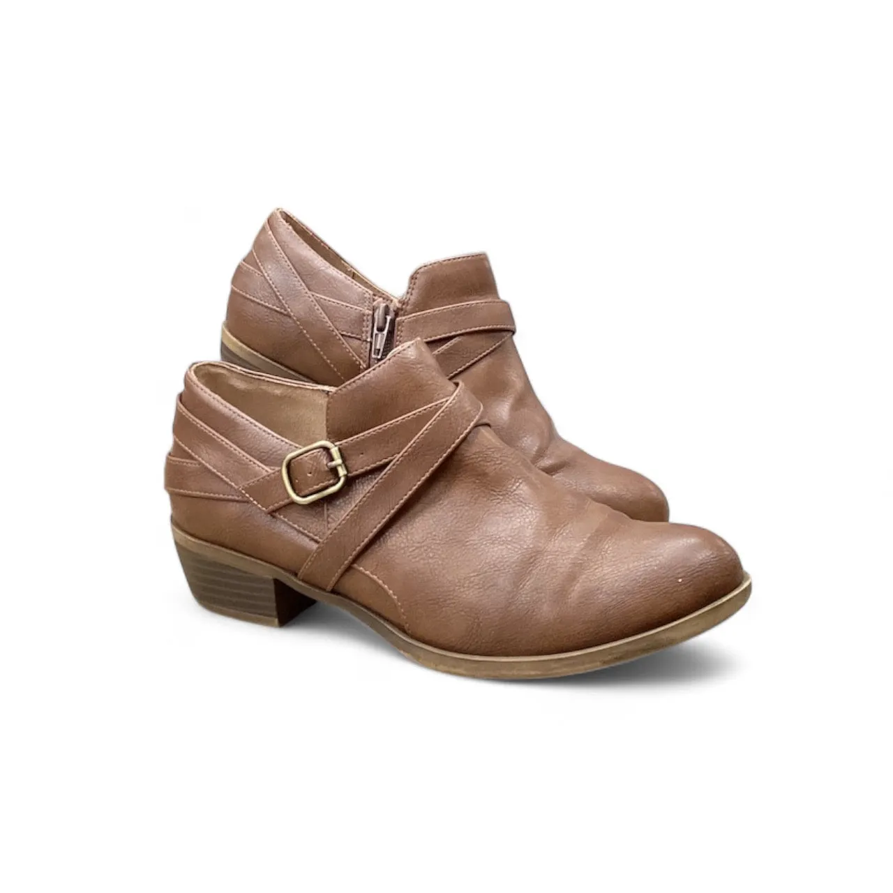 Brown Size 8 Life Stride Ankle Heel Boots.