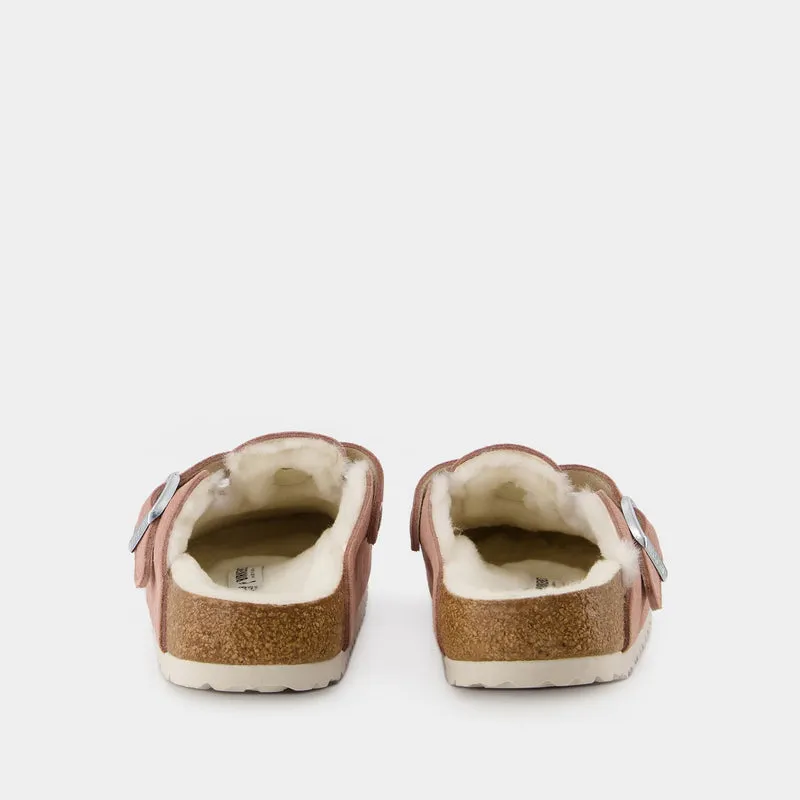 Boston Shearling Mules - Birkenstock - Wool - Pink Clay