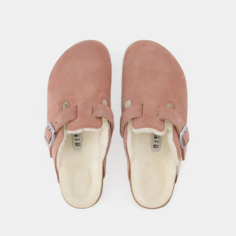 Boston Shearling Mules - Birkenstock - Wool - Pink Clay