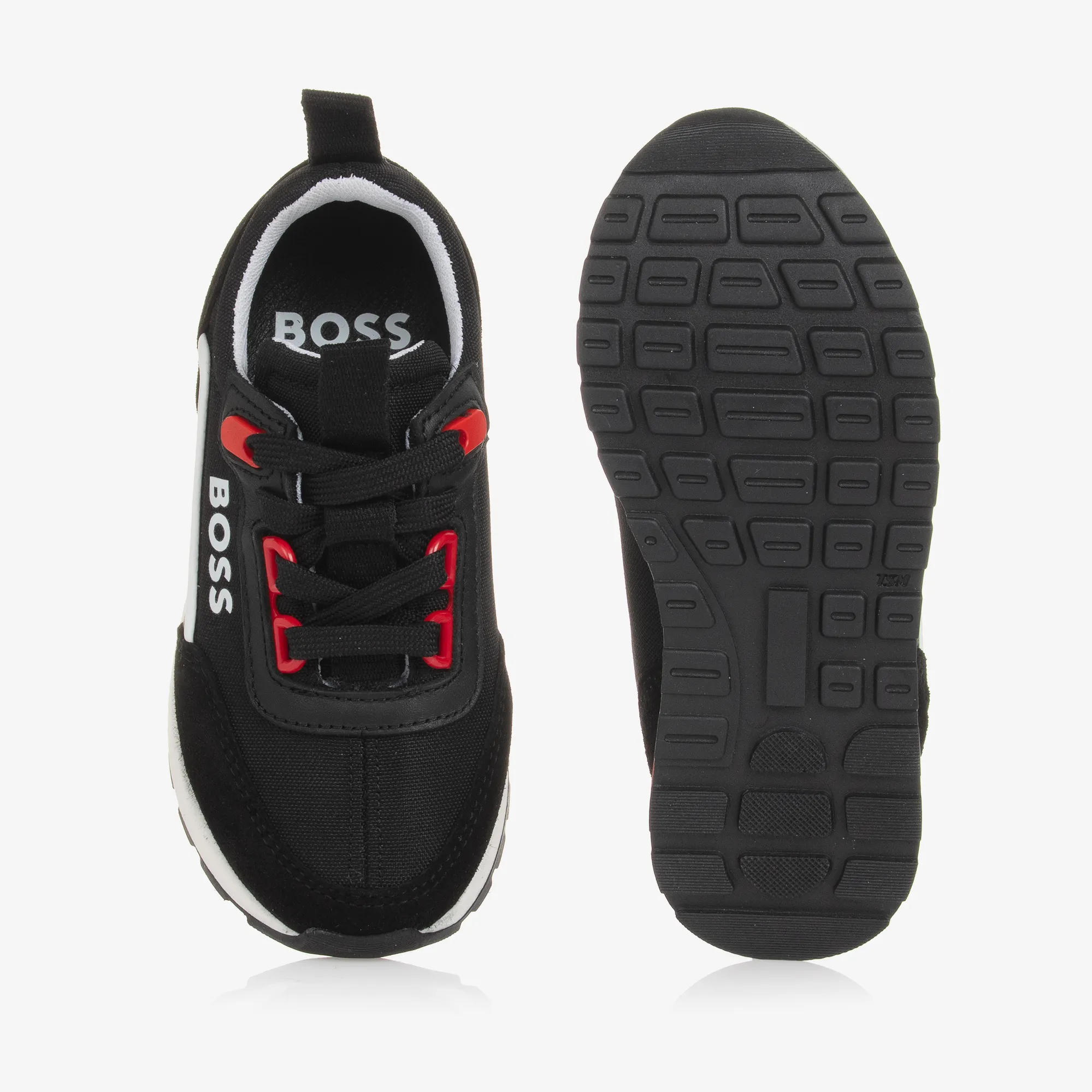 Boys Black Lace-Up Trainers