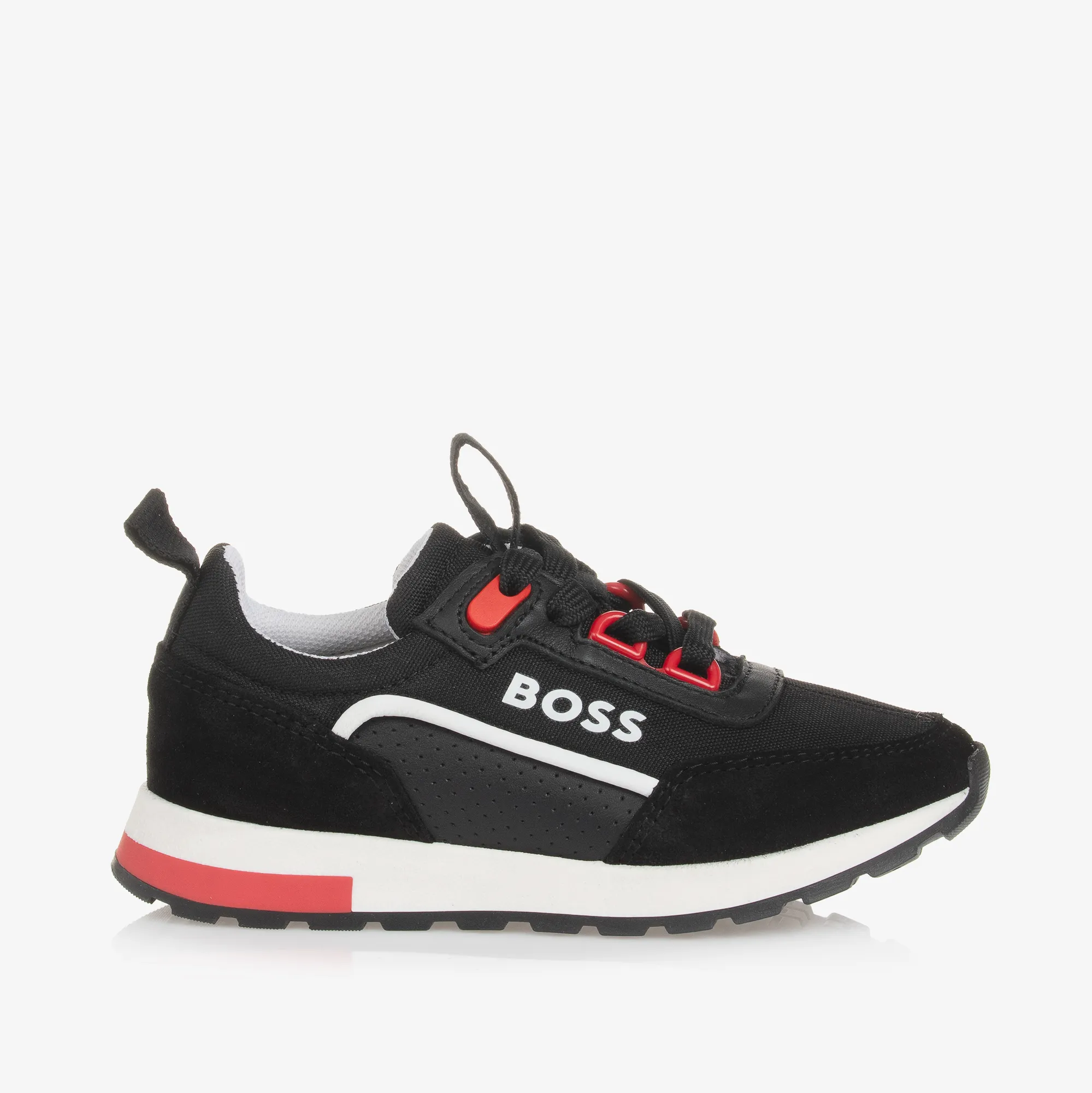 Boys Black Lace-Up Trainers