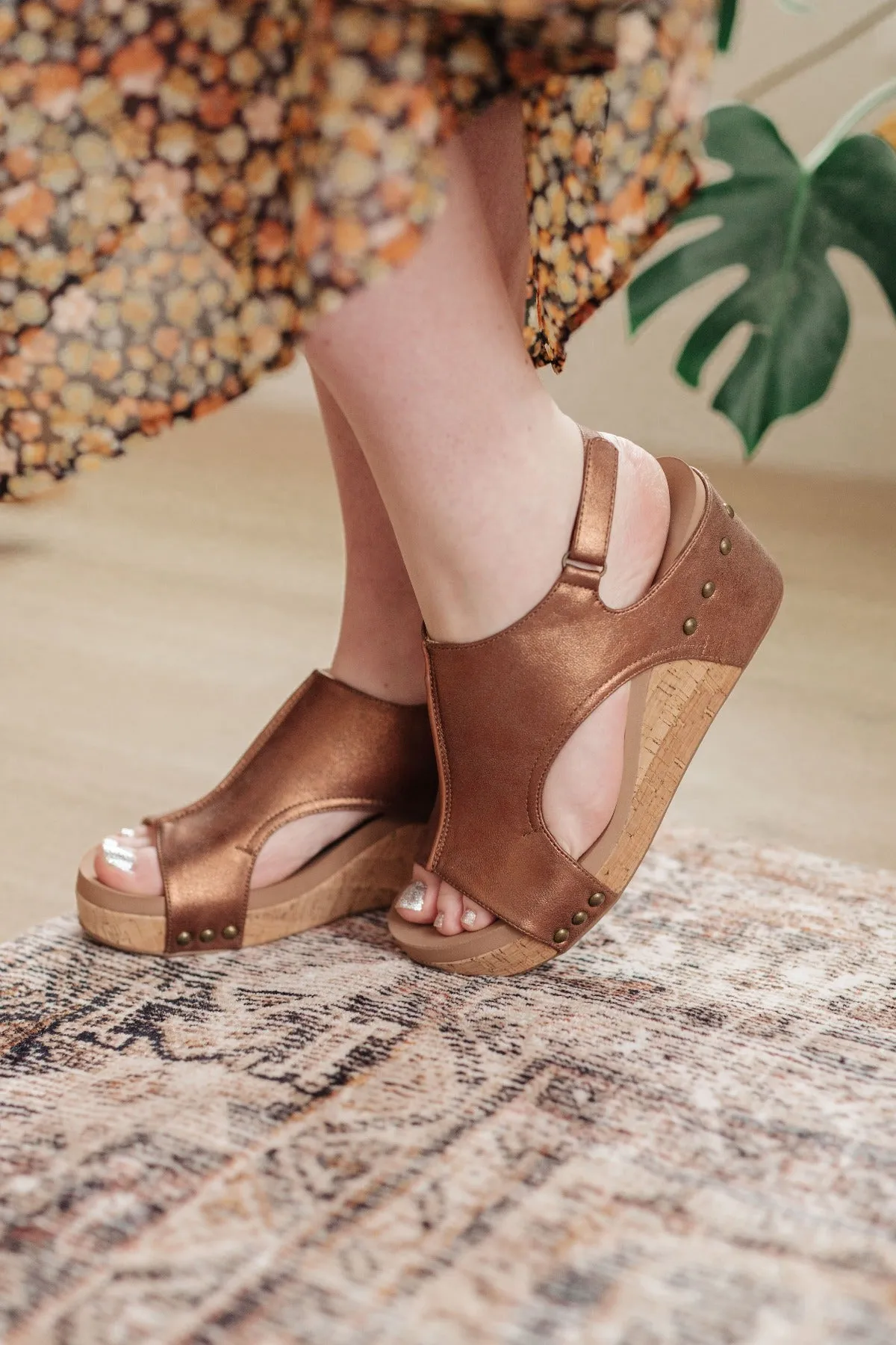 Bronze Wedge Slingback Sandals: Shop Now!