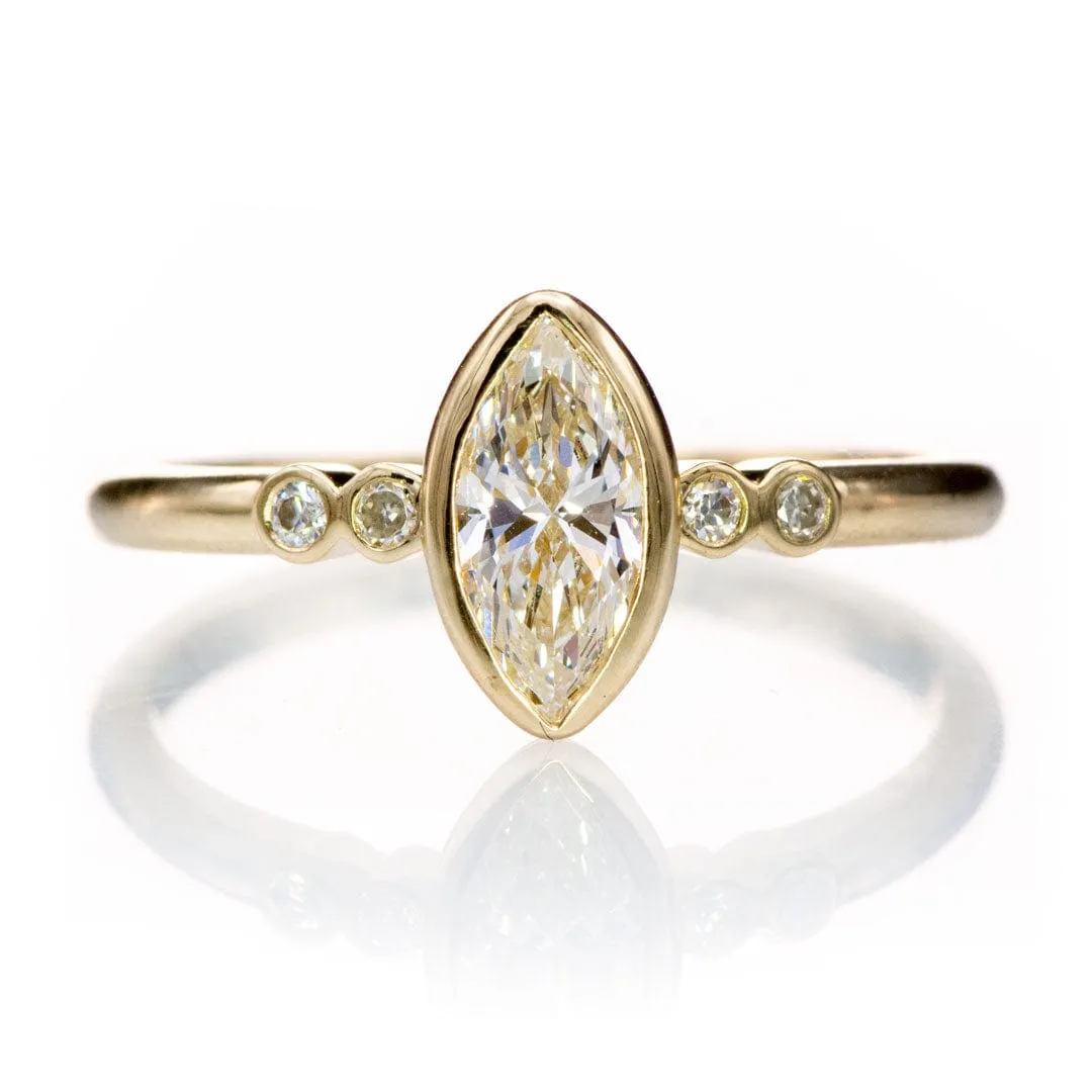 Brooklynn - Bezel Set Marquise Diamond Accented Engagement Ring