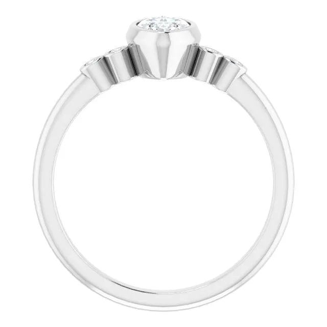 Brooklynn - Bezel Set Marquise Diamond Accented Engagement Ring