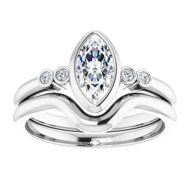 Brooklynn - Bezel Set Marquise Diamond Accented Engagement Ring