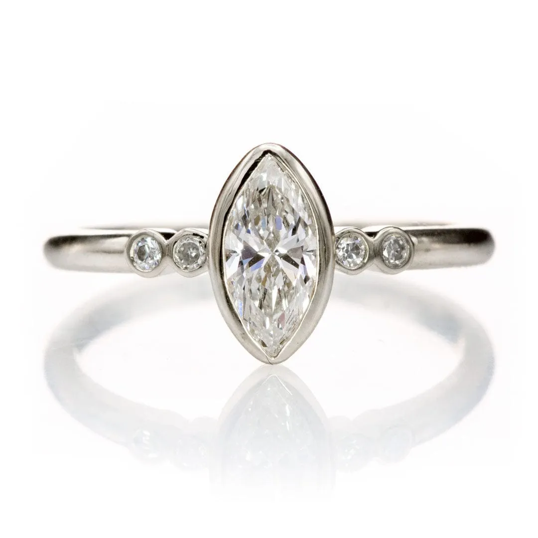 Brooklynn - Bezel Set Marquise Diamond Accented Engagement Ring