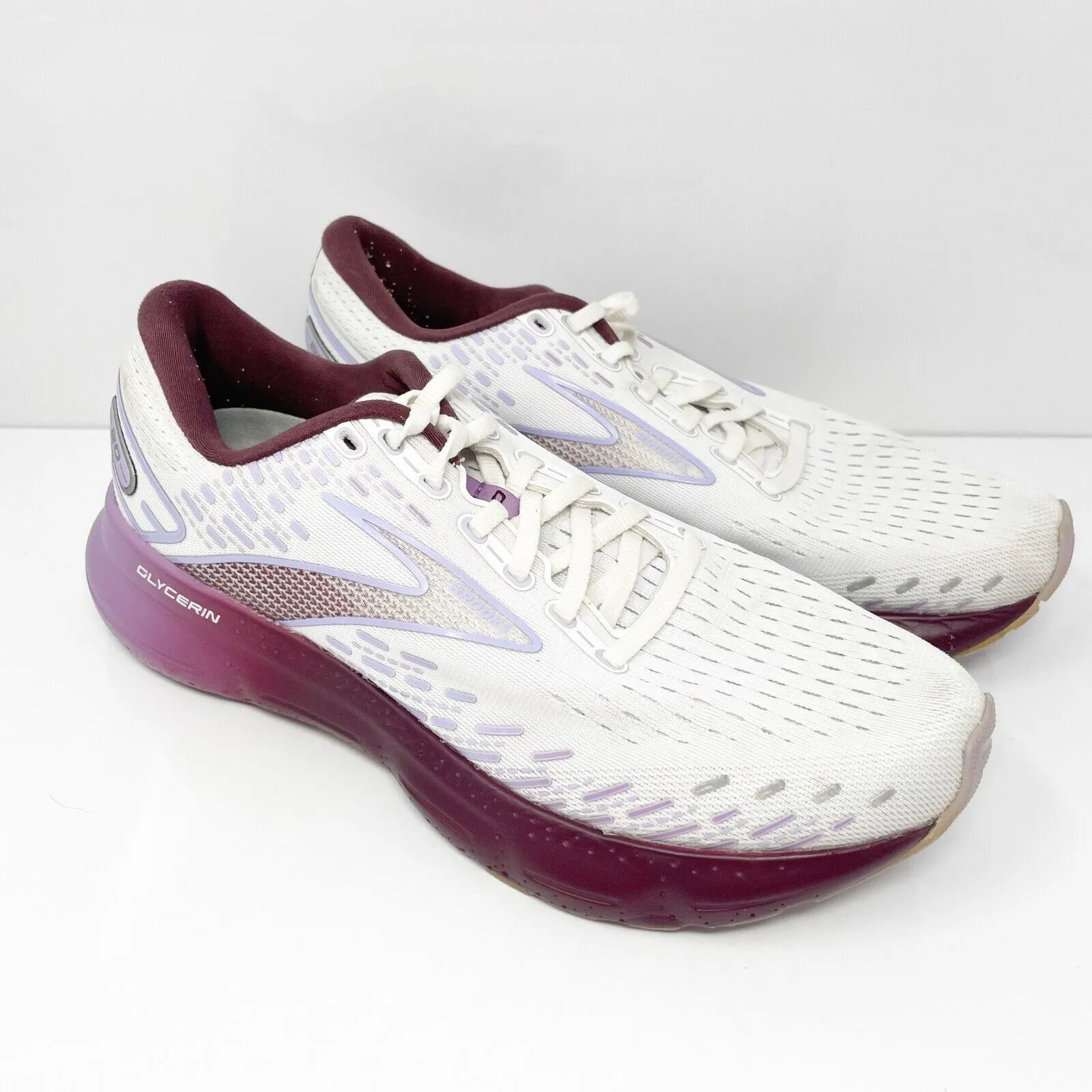 Brooks Womens Glycerin 20 1203691B168 White Running Shoes Sneakers Size 10 B