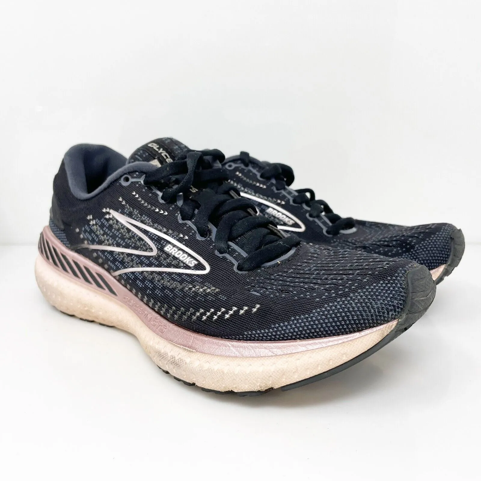 Brooks Womens Glycerin GTS 19 1203441B074 Black Running Shoes Sneakers Sz 6.5 B