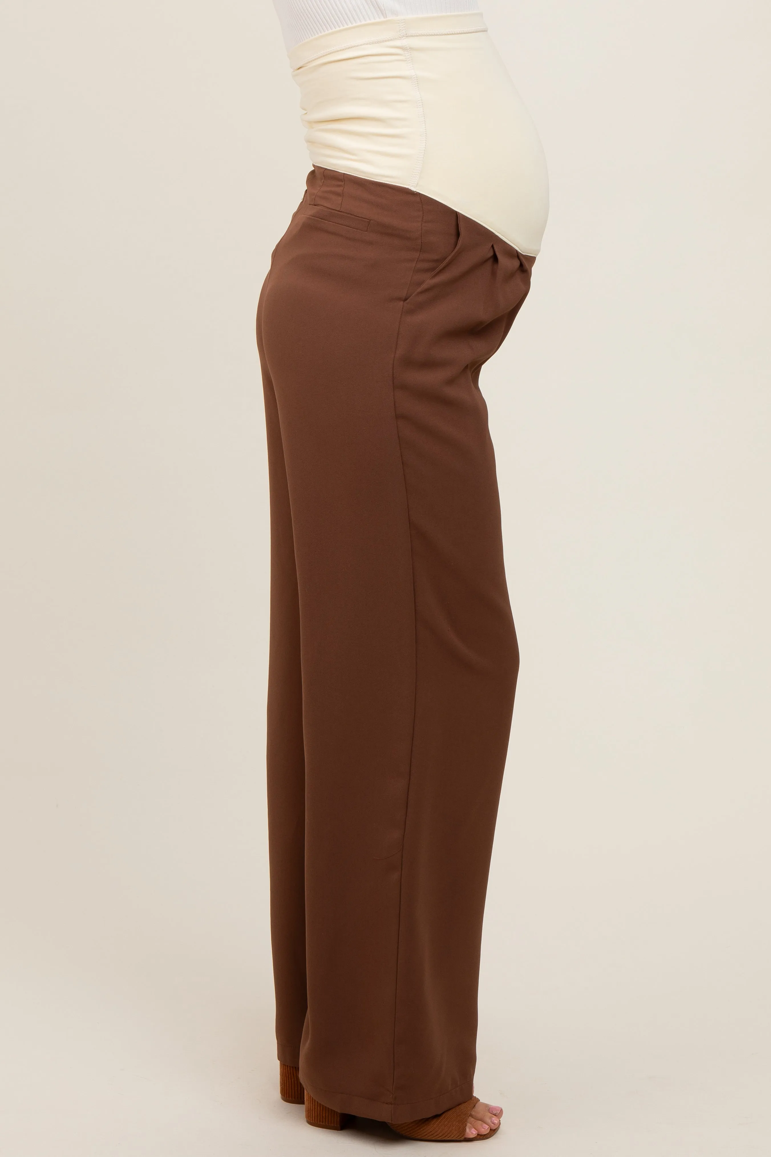 Brown Relaxed Fit Maternity Trousers